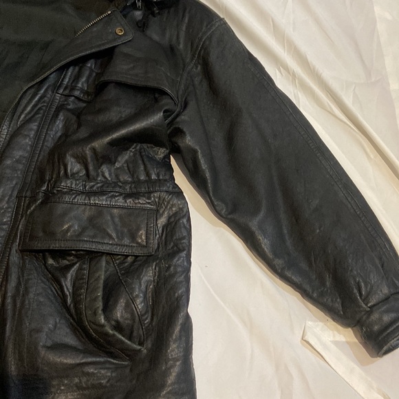 Vintage leather jacket cosa nova with hood in fair condition large - Picture 4 of 12